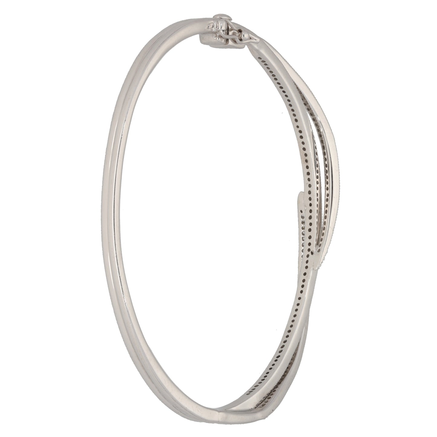 9ct White Gold 0.65ct Diamond Hinged/Clasp Bangle