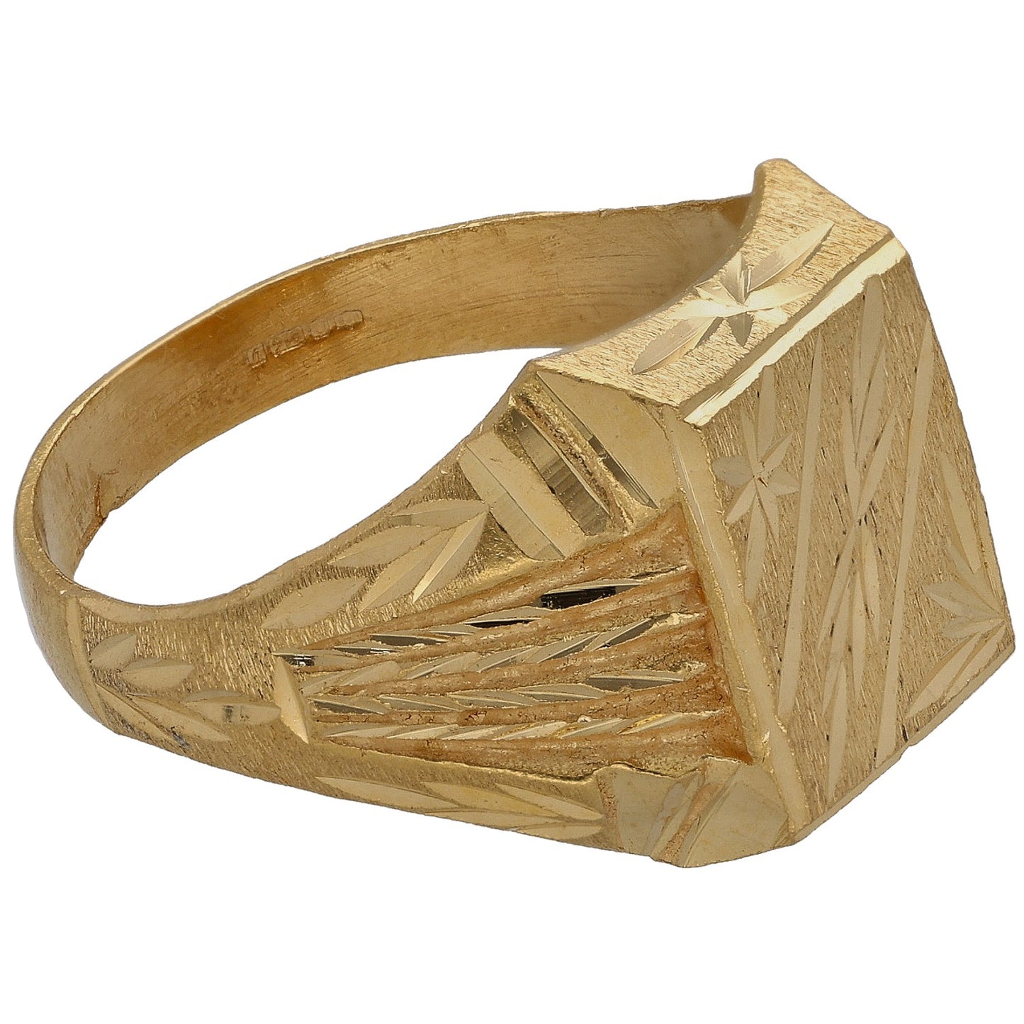 22ct Gold Patterned Signet Ring Size Y
