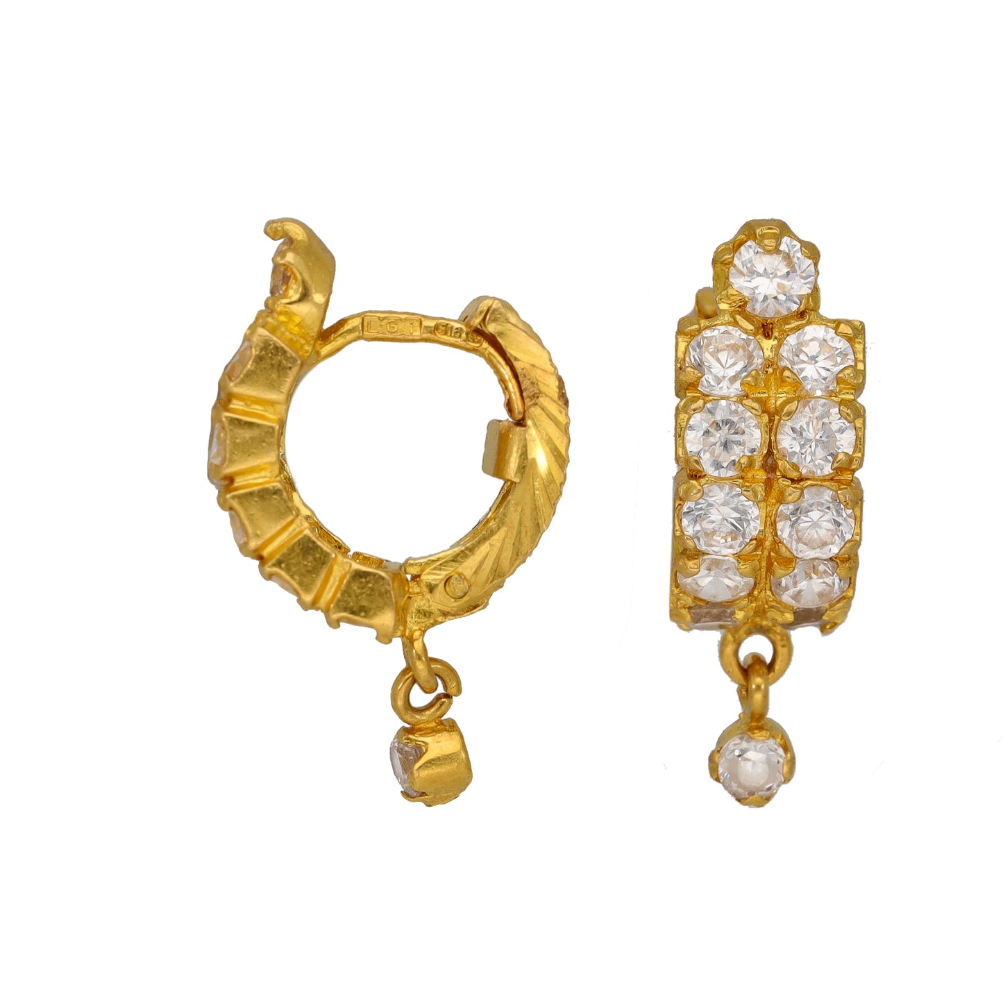 22ct Gold Cubic Zirconia Hoop Earrings