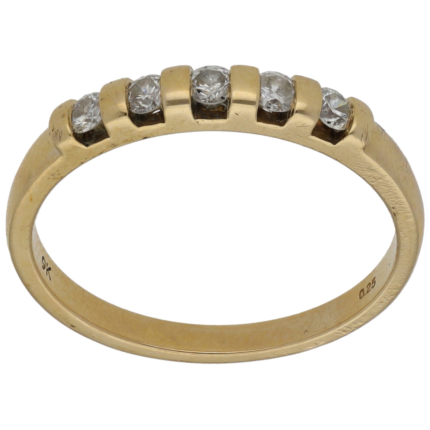 9ct Gold 0.25ct Diamond Half Eternity Ring Size O