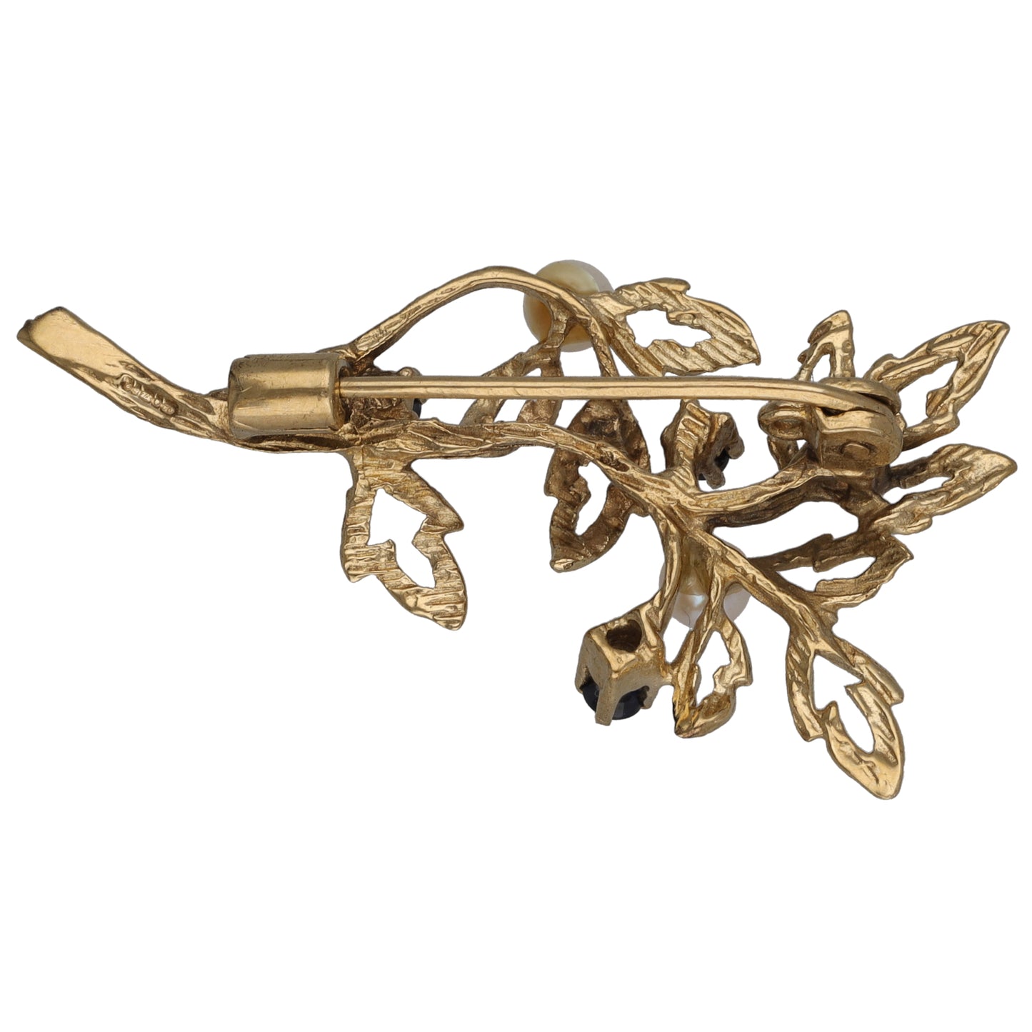 9ct Gold Sapphire & Cultured Pearl Dress Brooch