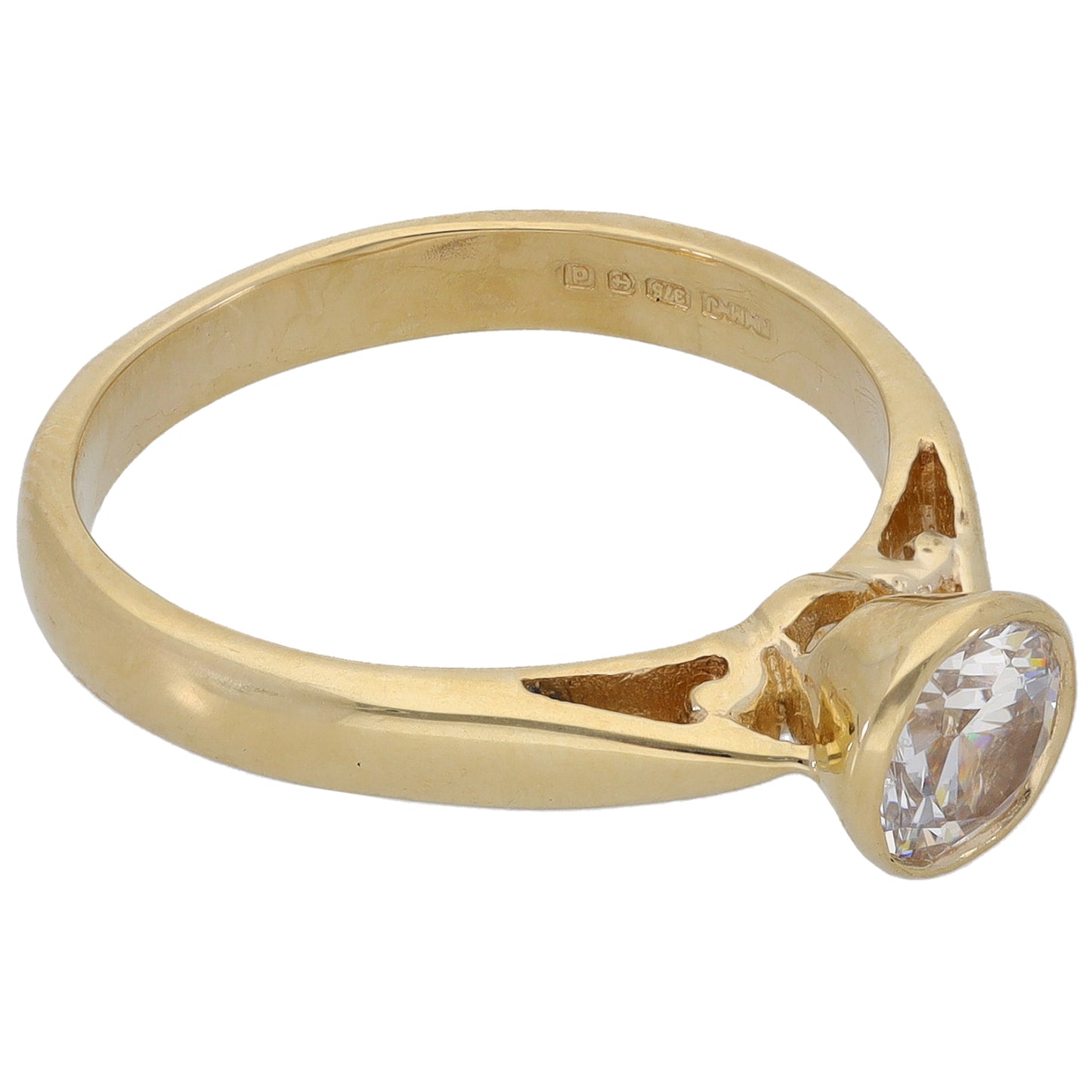 9ct Gold Cubic Zirconia Single Stone Ring Size M