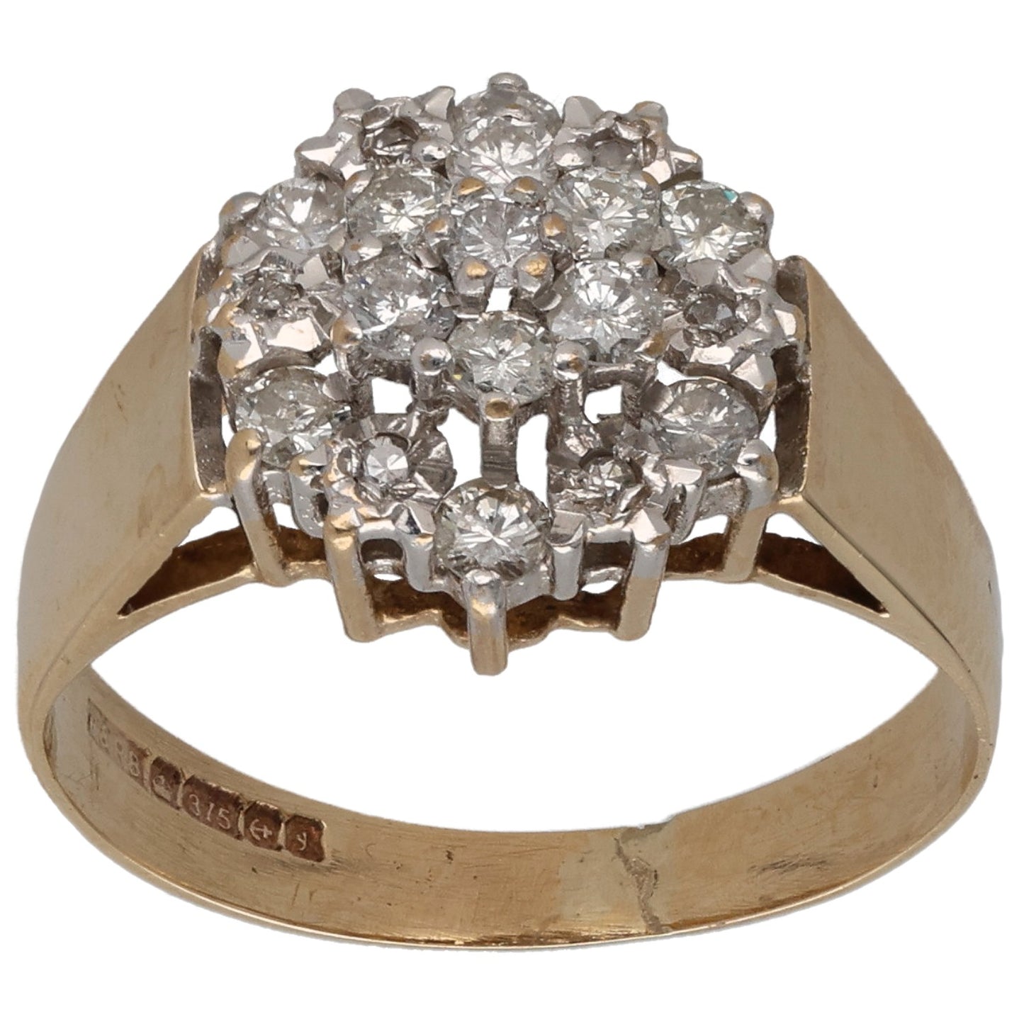 9ct Gold 0.43ct Diamond Cluster Ring Size O