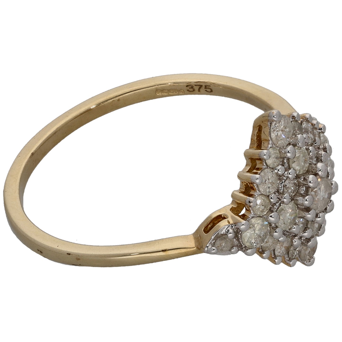 9ct Gold 0.35ct Diamond Cluster Ring Size N