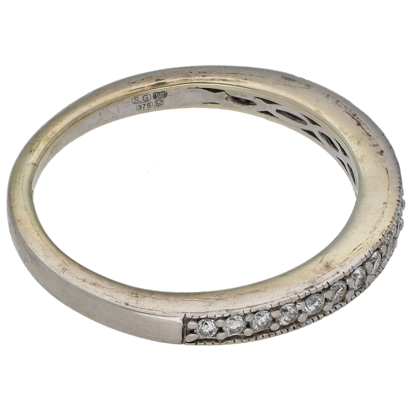 9ct White Gold 0.18ct Diamond Half Eternity Ring Size M