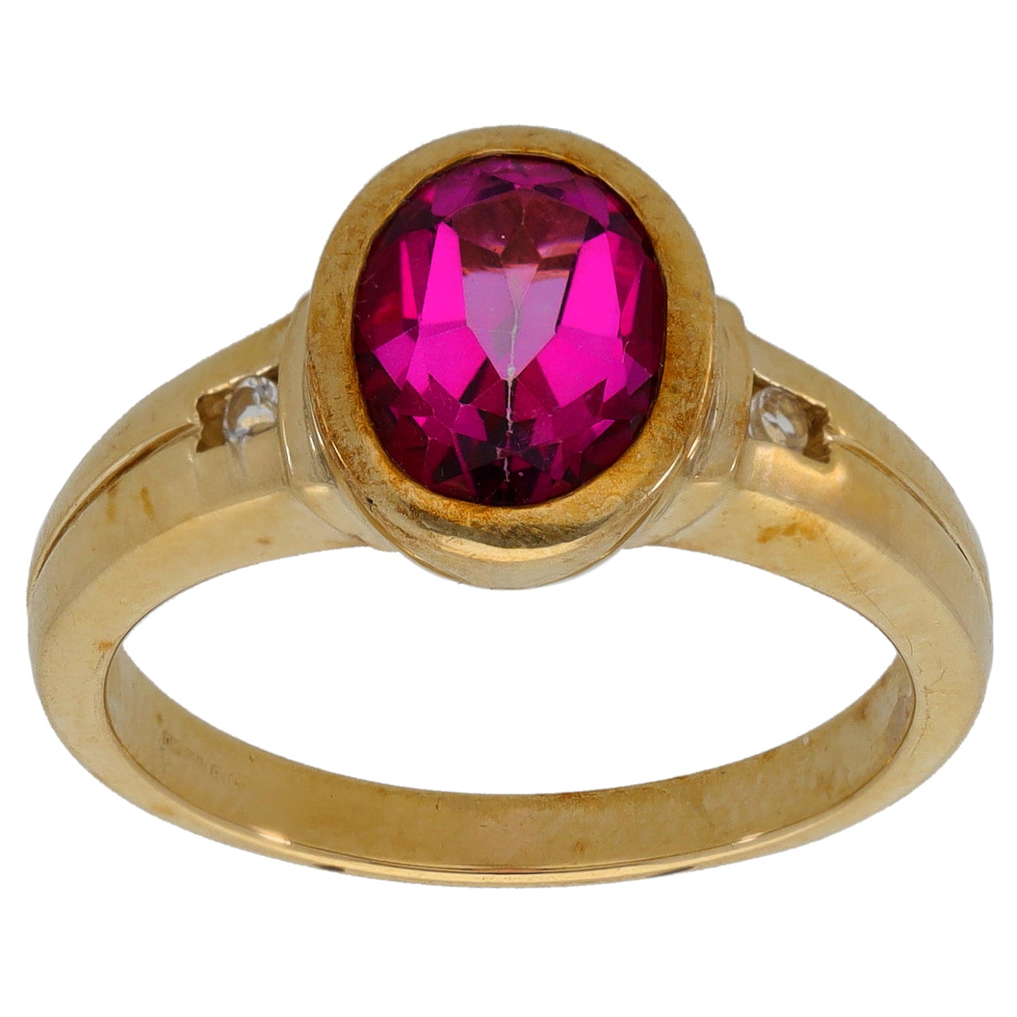 9ct Gold Coated Topaz & Imitation Gems Single Stone Ring With Accents Size N