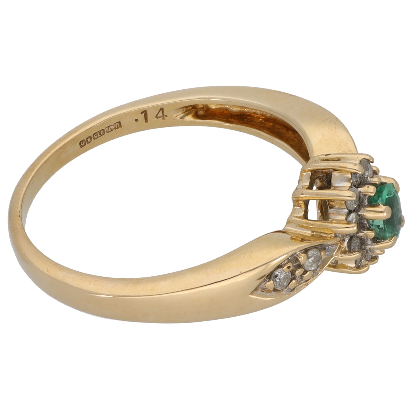 9ct Gold 0.14ct Diamond & Emerald Dress/Cocktail Ring Size O