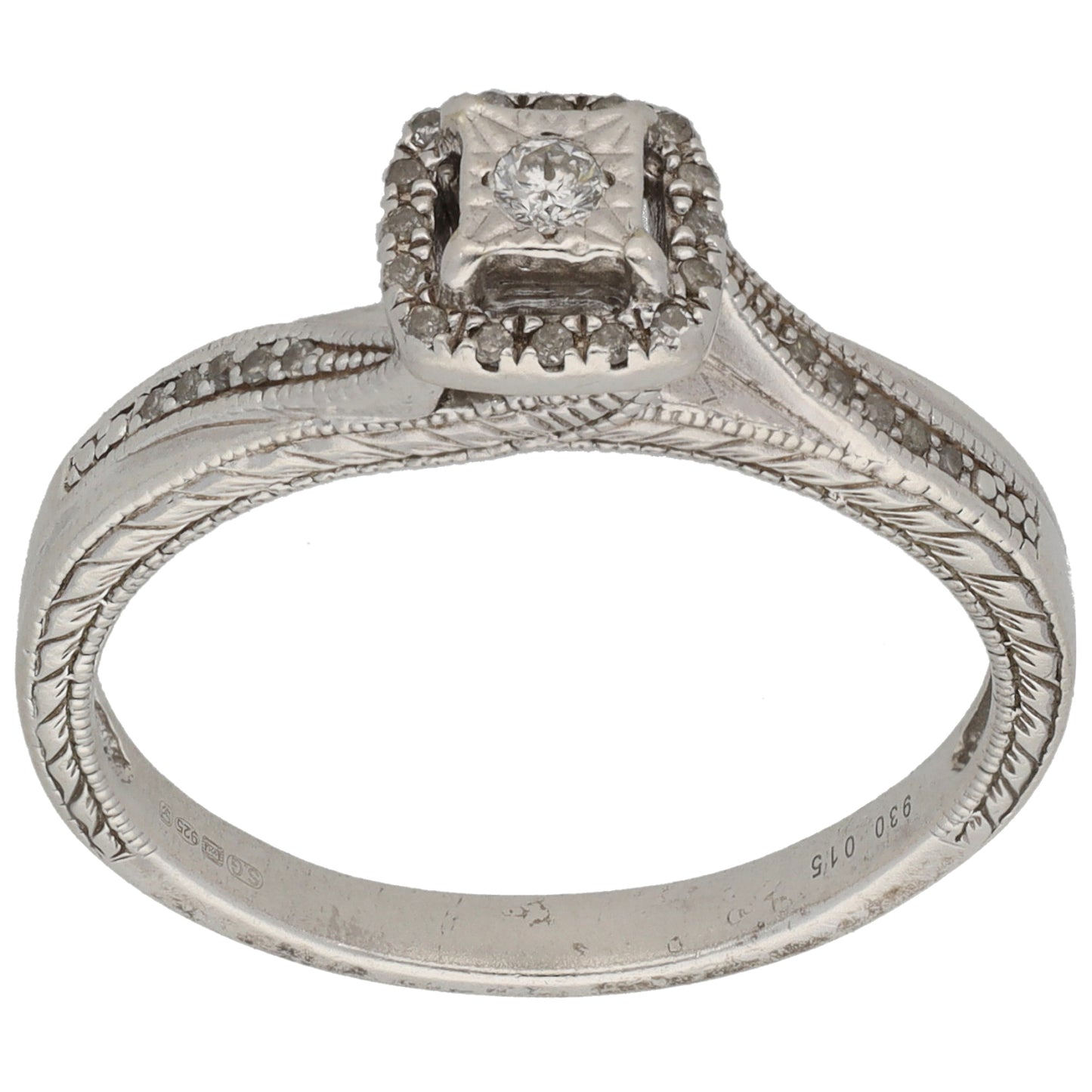 9ct Gold 0.15ct Diamond Cluster Ring Size S