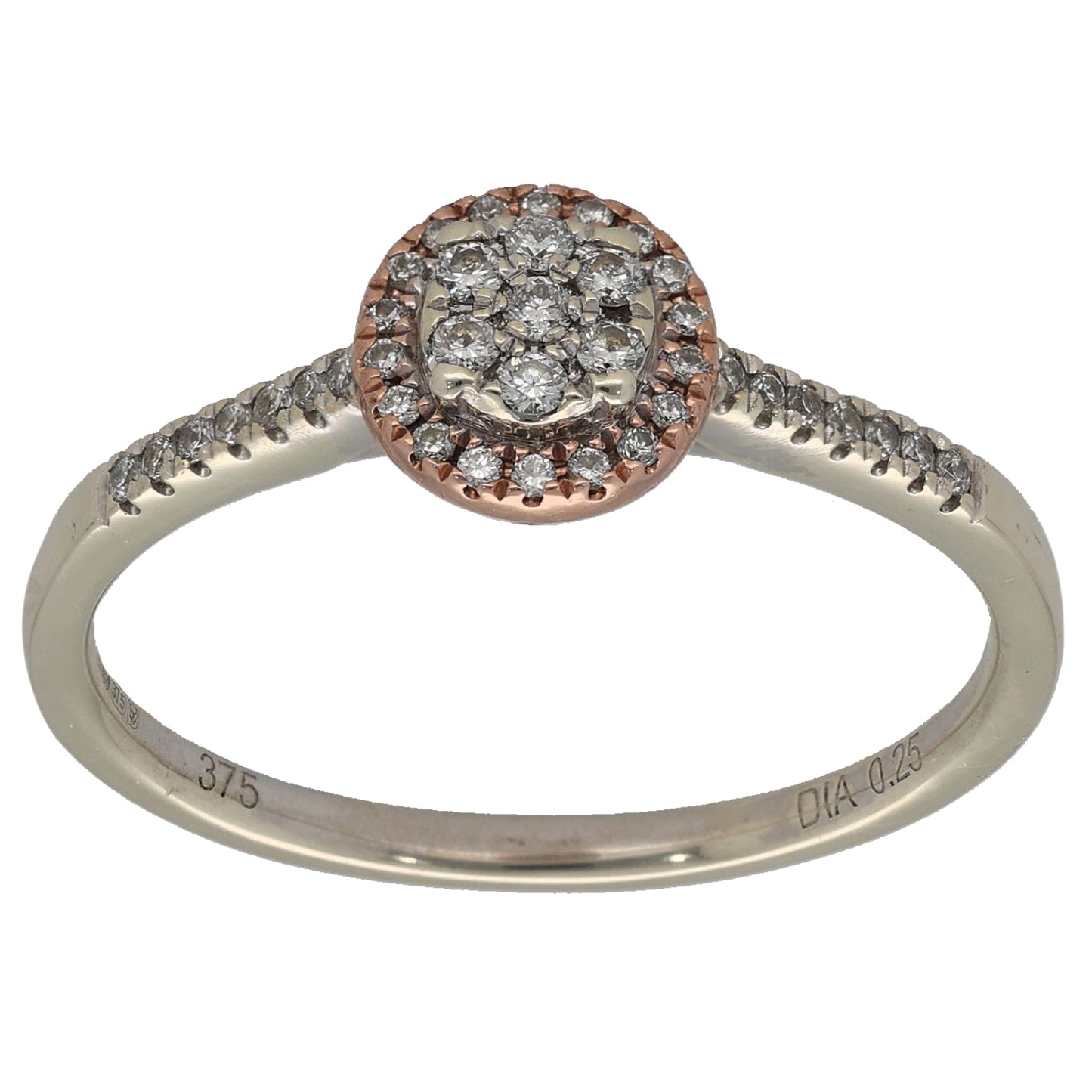 9ct Gold 0.25ct Diamond Cluster Ring Size V
