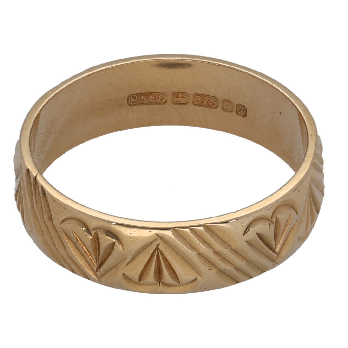 9ct Gold Patterned Wedding Ring Size K
