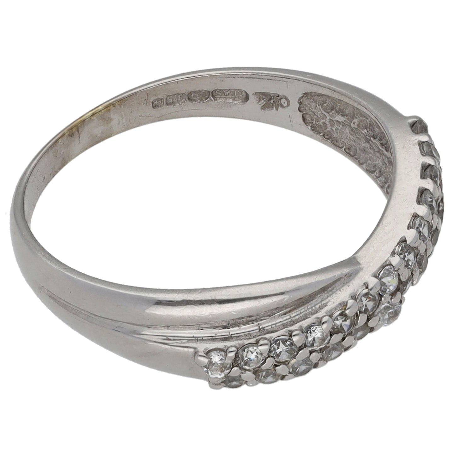 9ct White Gold Cubic Zirconia Cluster Ring Size Q