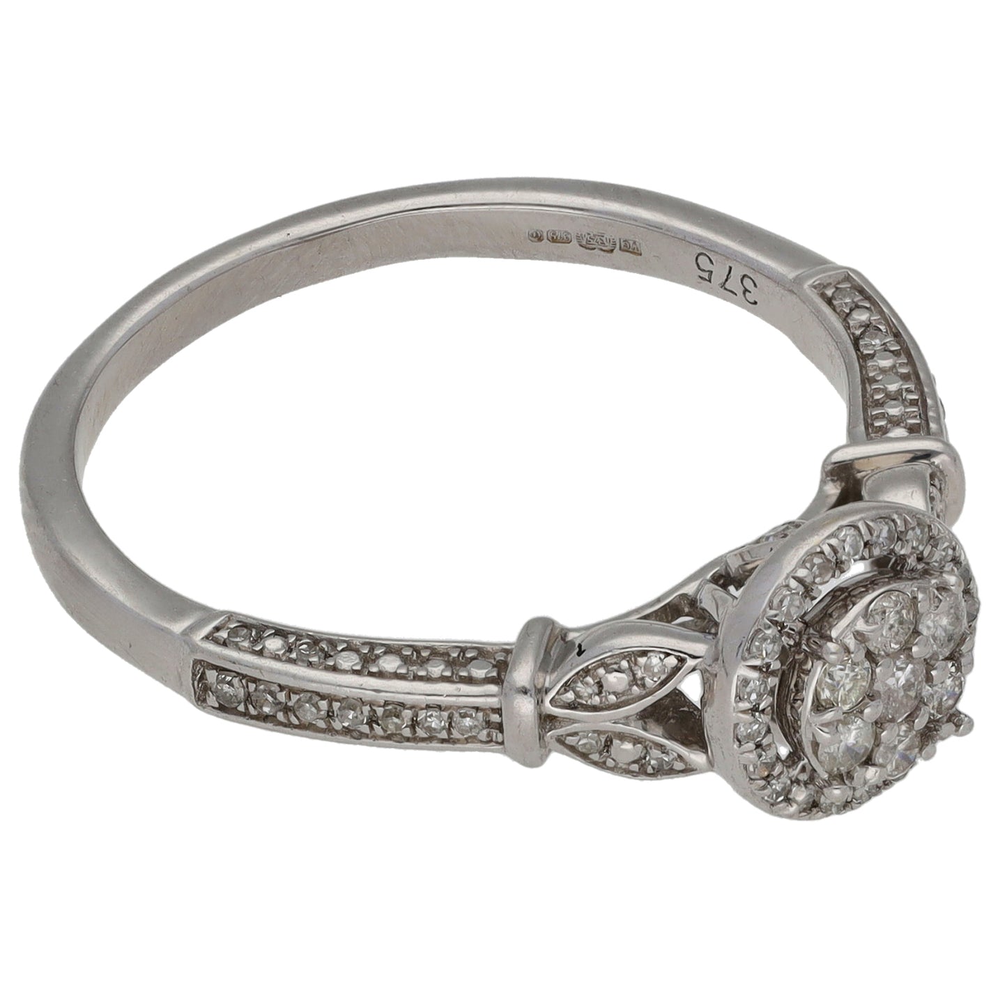 9ct White Gold 0.25ct Diamond Dress/Cocktail Ring Size O