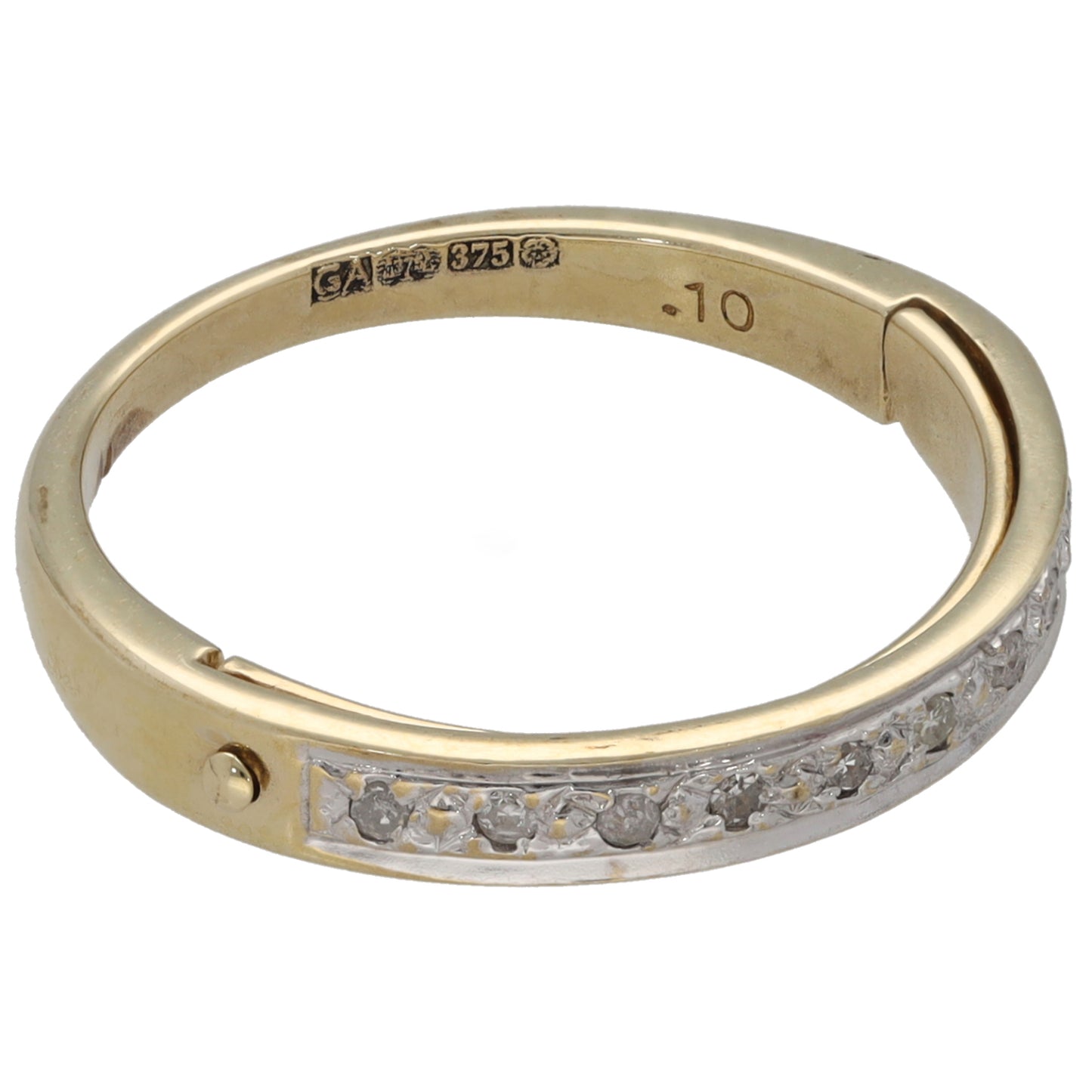 9ct Gold 0.10ct Diamond Half Eternity Ring Size O