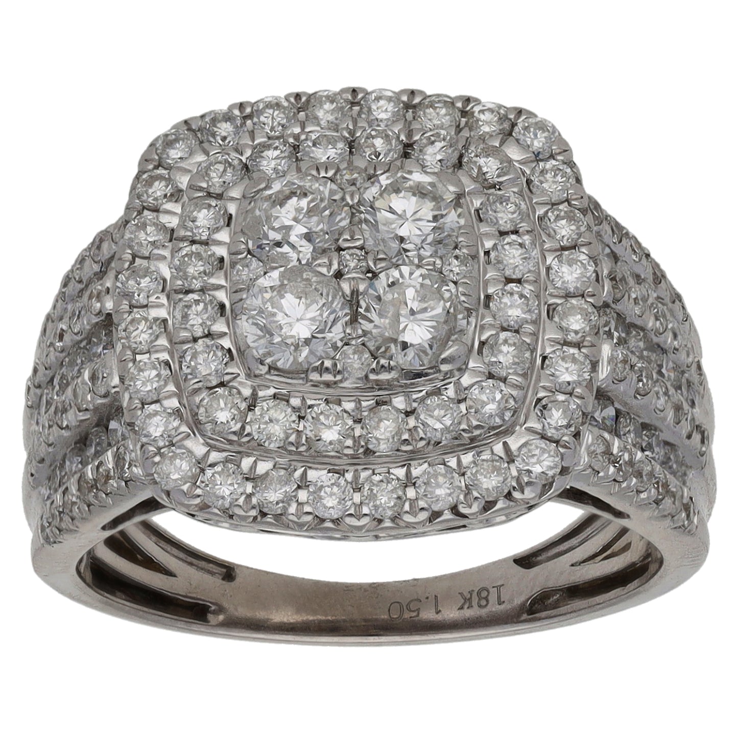 18ct White Gold 1.645ct Diamond Cluster Ring Size L