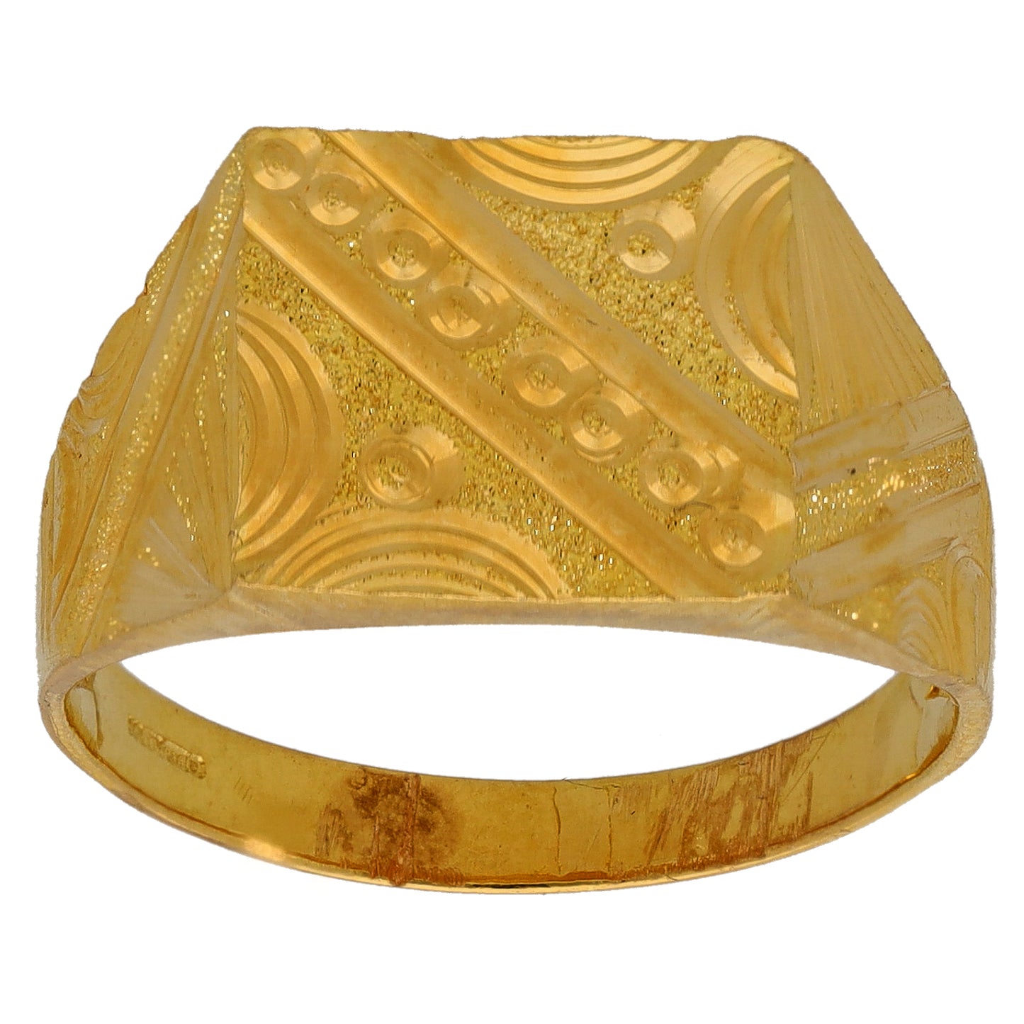 22ct Gold Patterned Signet Ring Size T