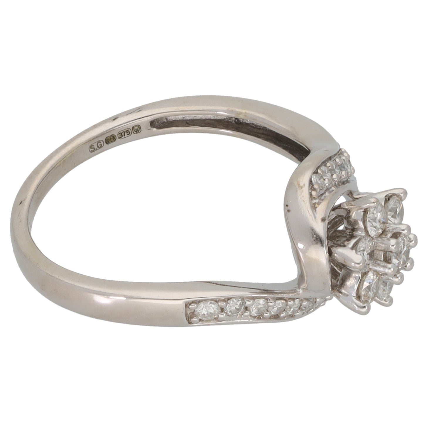 9ct White Gold 0.40ct Diamond Cluster Ring Size M