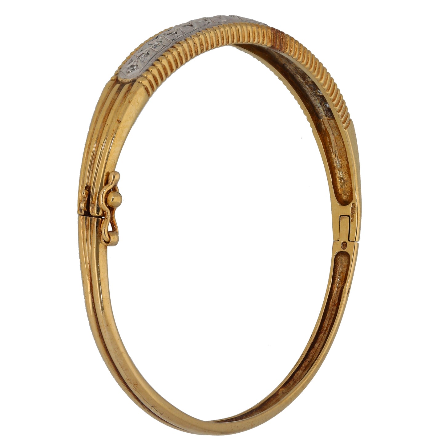 9ct Gold 0.17ct Diamond Hinged/Clasp Bangle