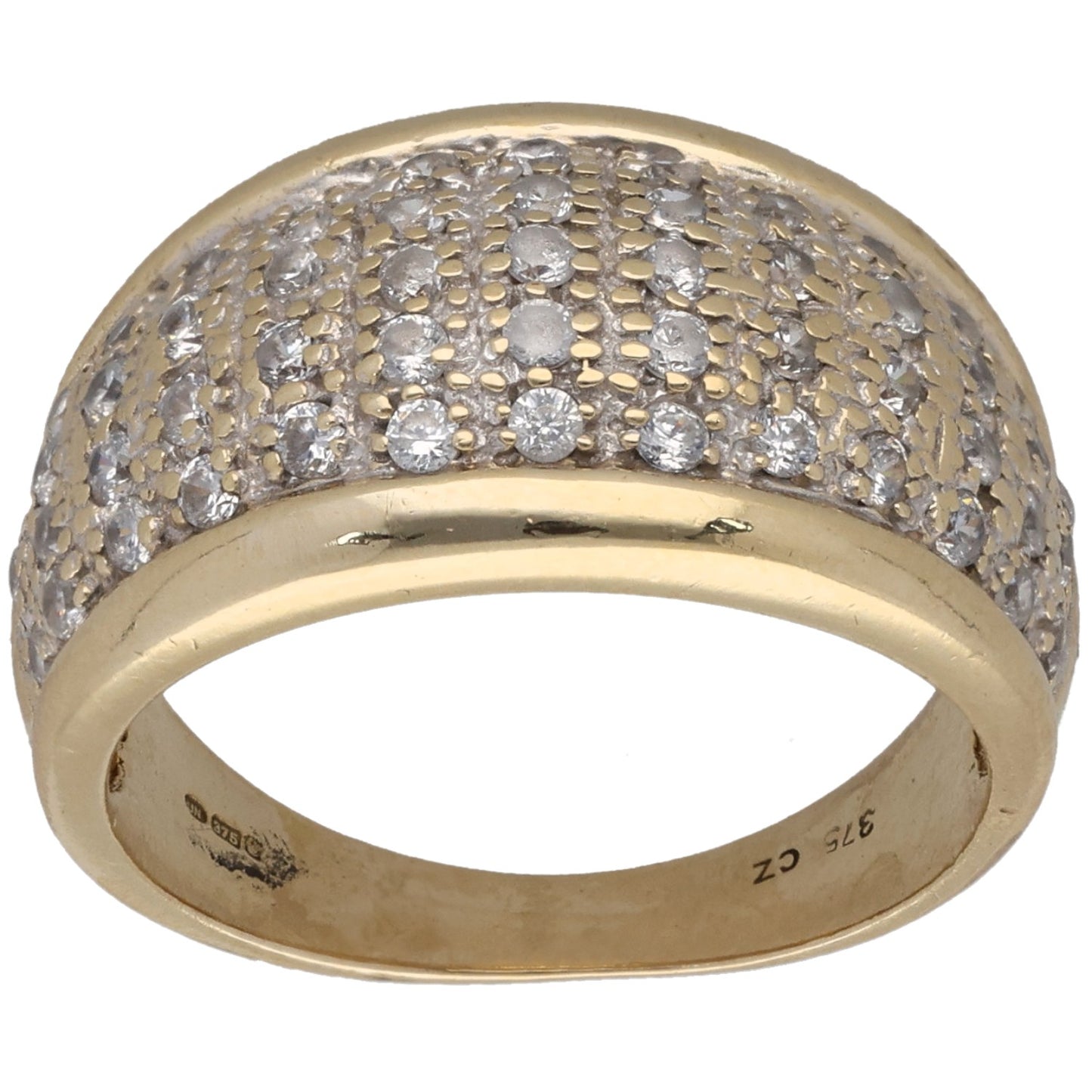 9ct Gold Cubic Zirconia Dress/Cocktail Ring Size O