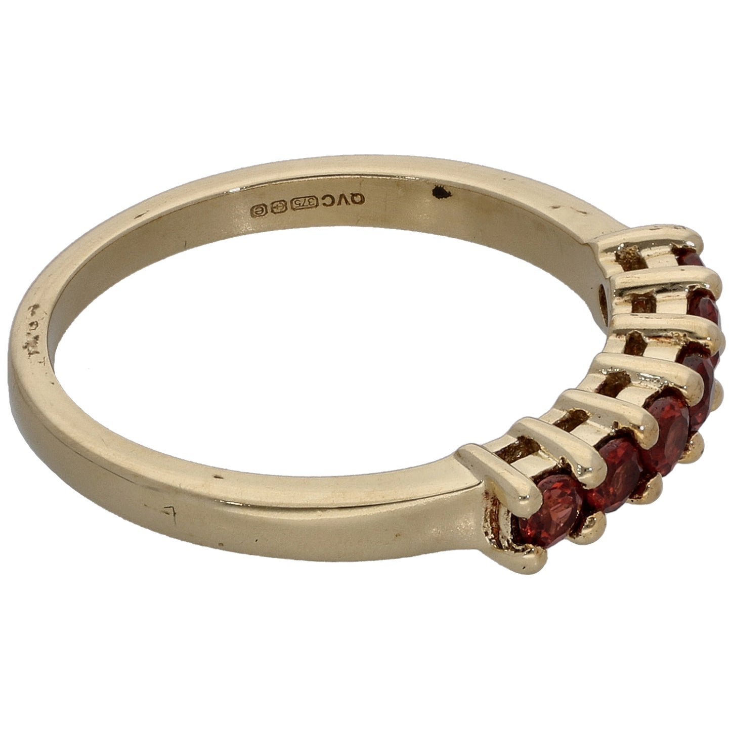 9ct Gold Garnet Half Eternity Ring Size N