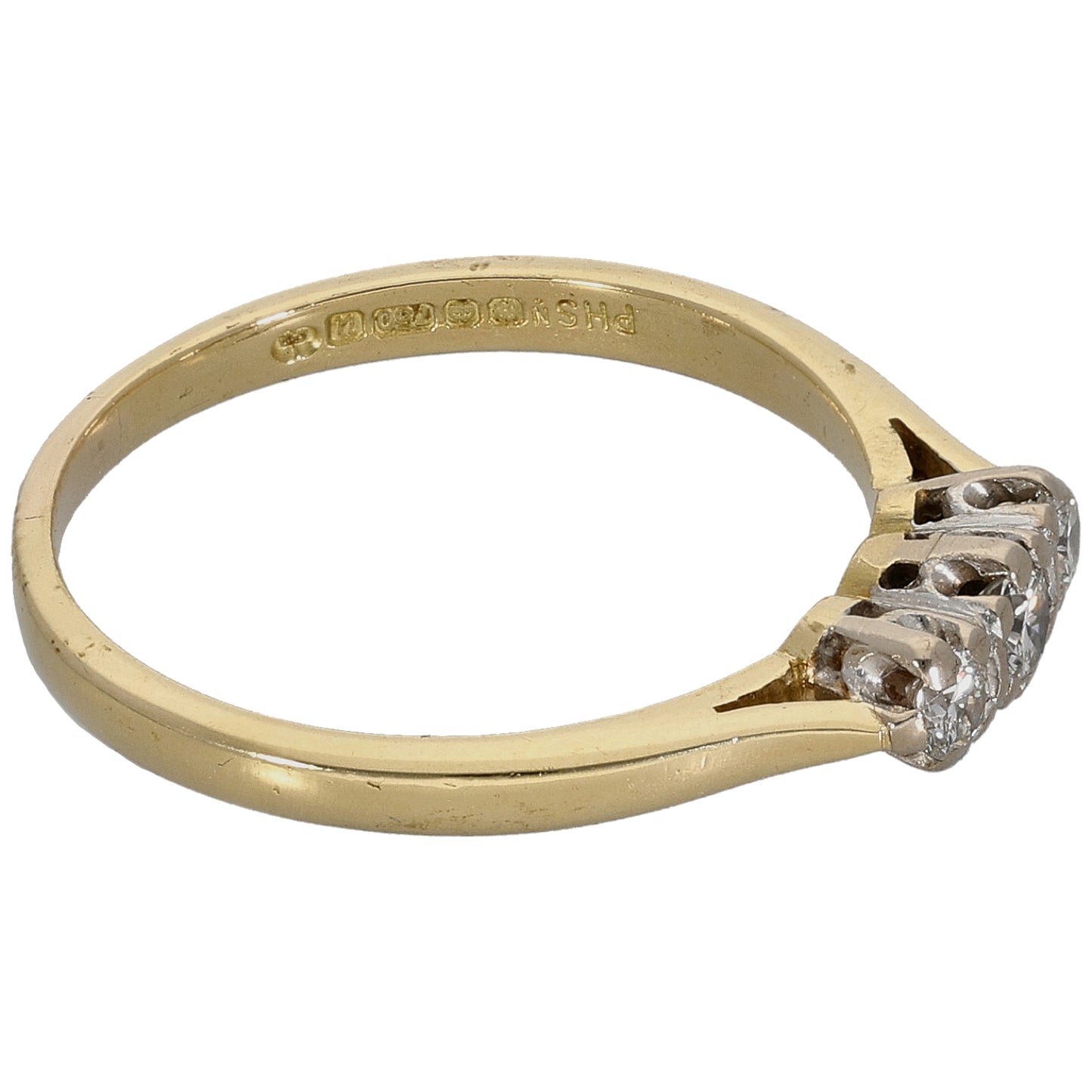 18ct Gold 0.17ct Diamond Trilogy Ring Size N