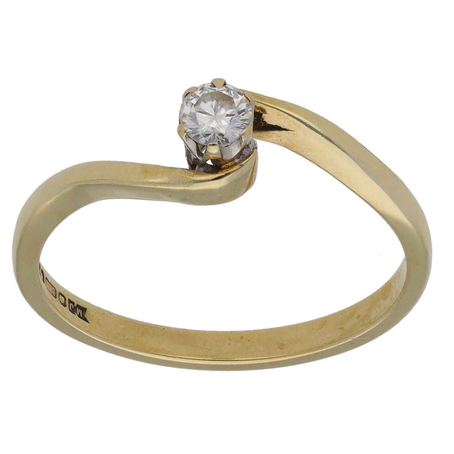 9ct Gold 0.12ct Diamond Solitaire Ring Size M