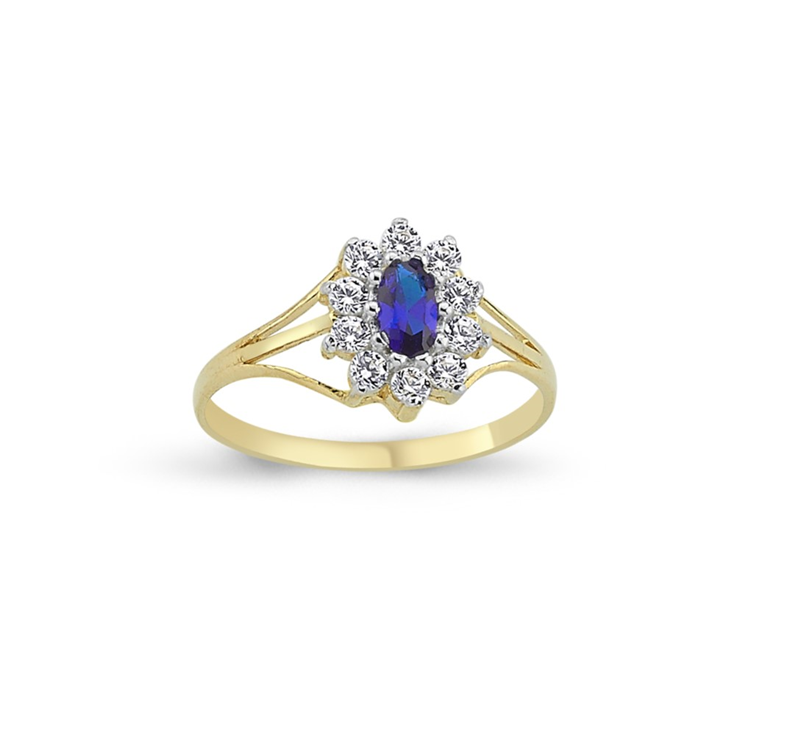 New 9ct Gold Imitation Gems Cluster Ring Sizes L-R