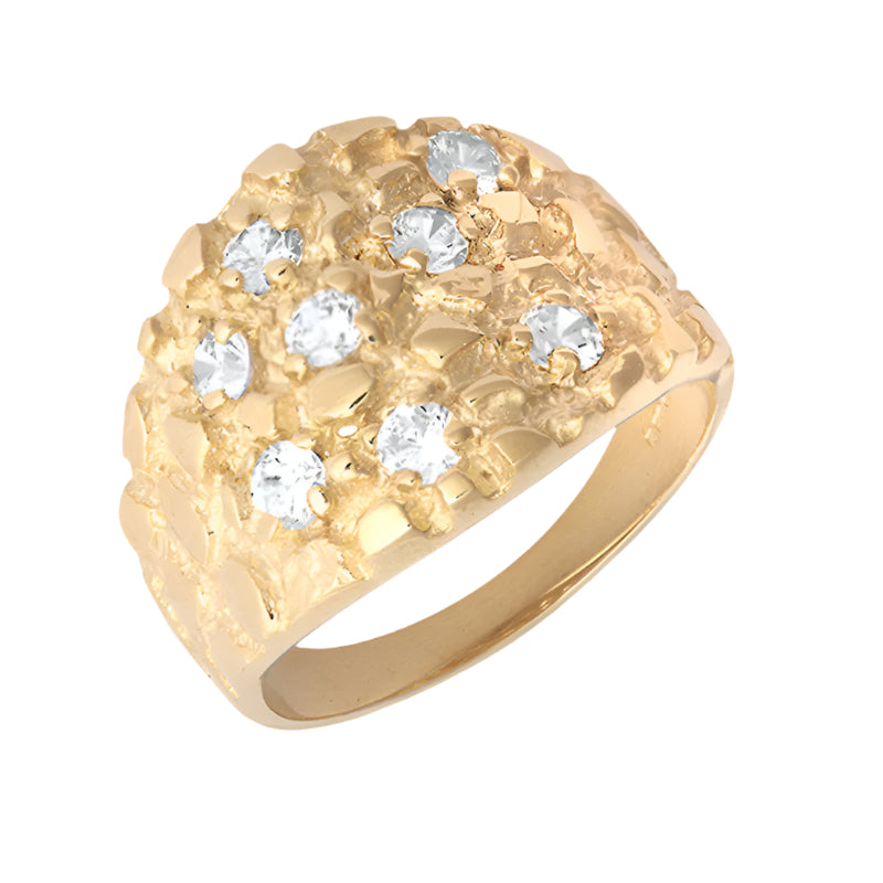 New 9ct Gold Cubic Zirconia Nugget Ring Sizes R-Z