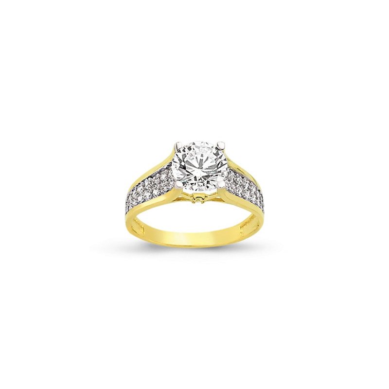 New 9ct Gold Cubic Zirconia Solitaire Ring With Accent Stones Sizes L-R