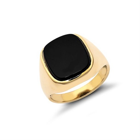 New 9ct Gold Onyx Signet Ring Sizes R-Z