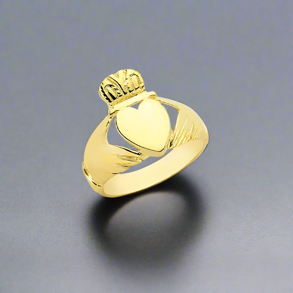 New 9ct Gold Plain Claddagh Ring Sizes K-T
