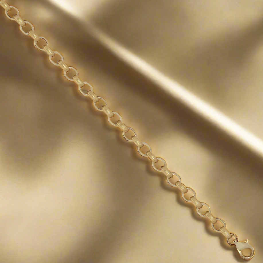 New 9ct Gold 7mm Plain & Engraved Belcher Chain or Bracelet - Various Sizes
