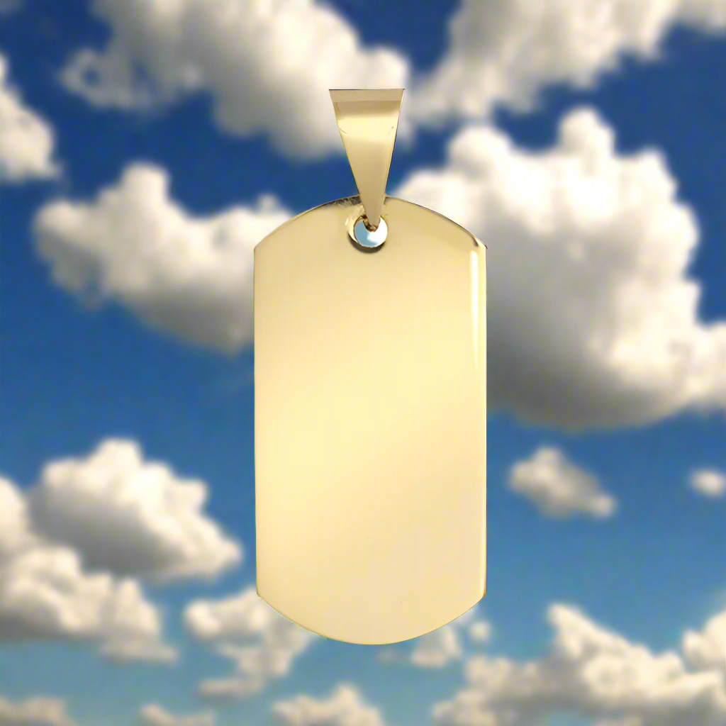 New 9ct Gold Dog Tag Pendant 36.95mm
