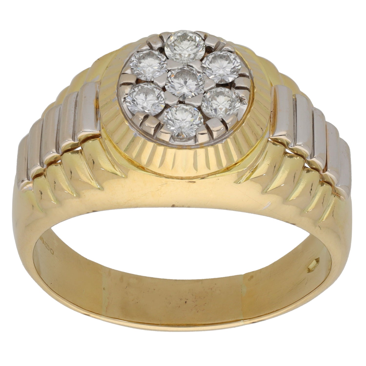 18ct BiColour Gold 0.70ct Diamond Cluster Ring Size Z+6 H&T