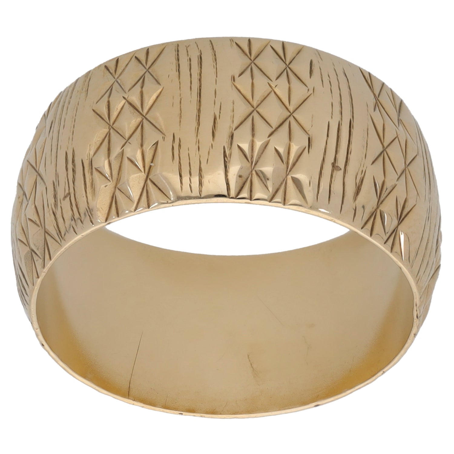 9ct Gold Patterned Wedding Ring Size P H&T