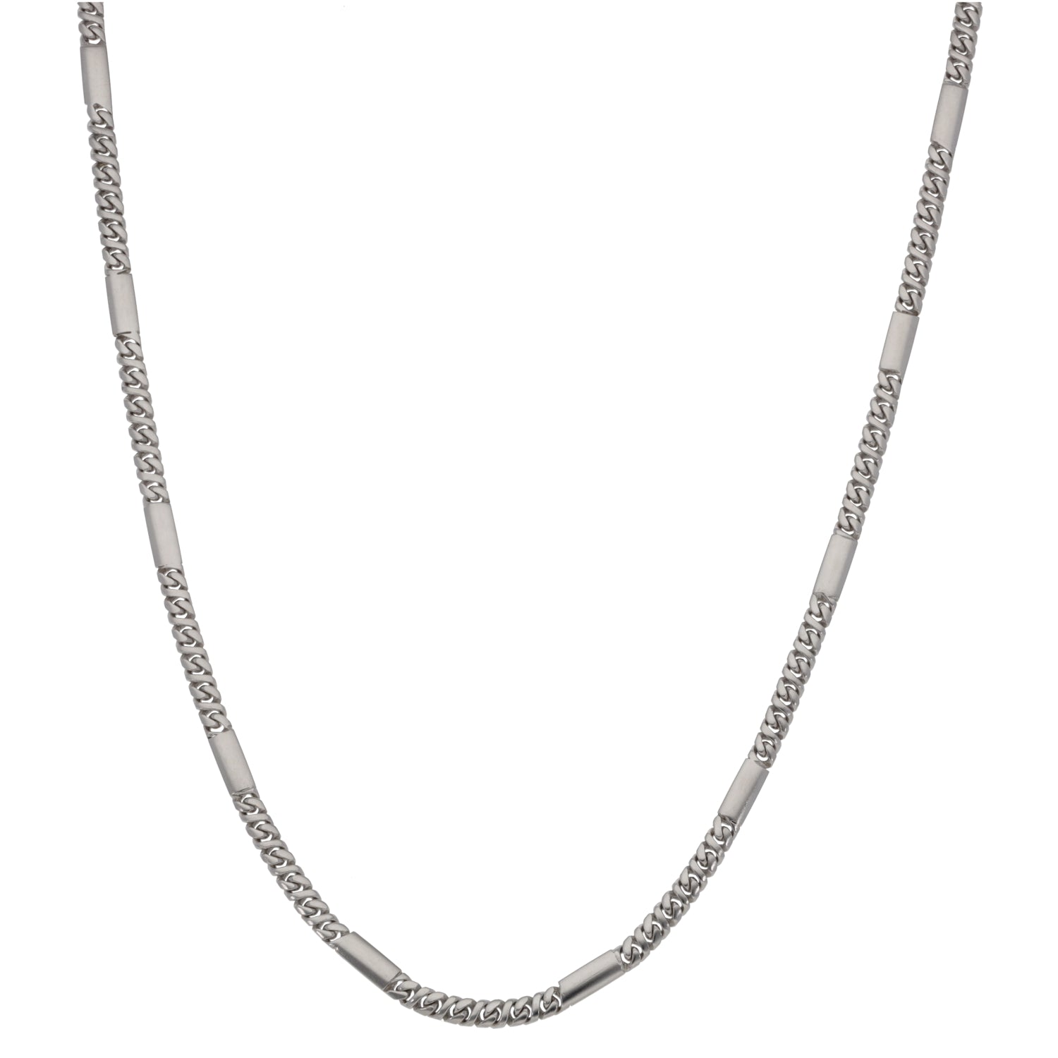 9ct White Gold Fancy Necklace 15" H&T