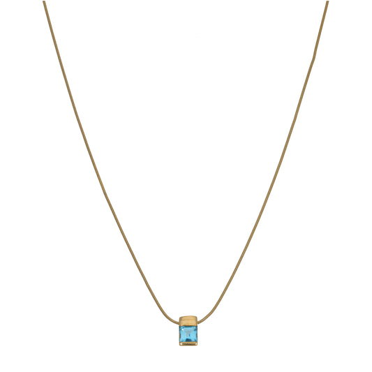 9ct Gold Topaz Single Stone Pendant With Chain