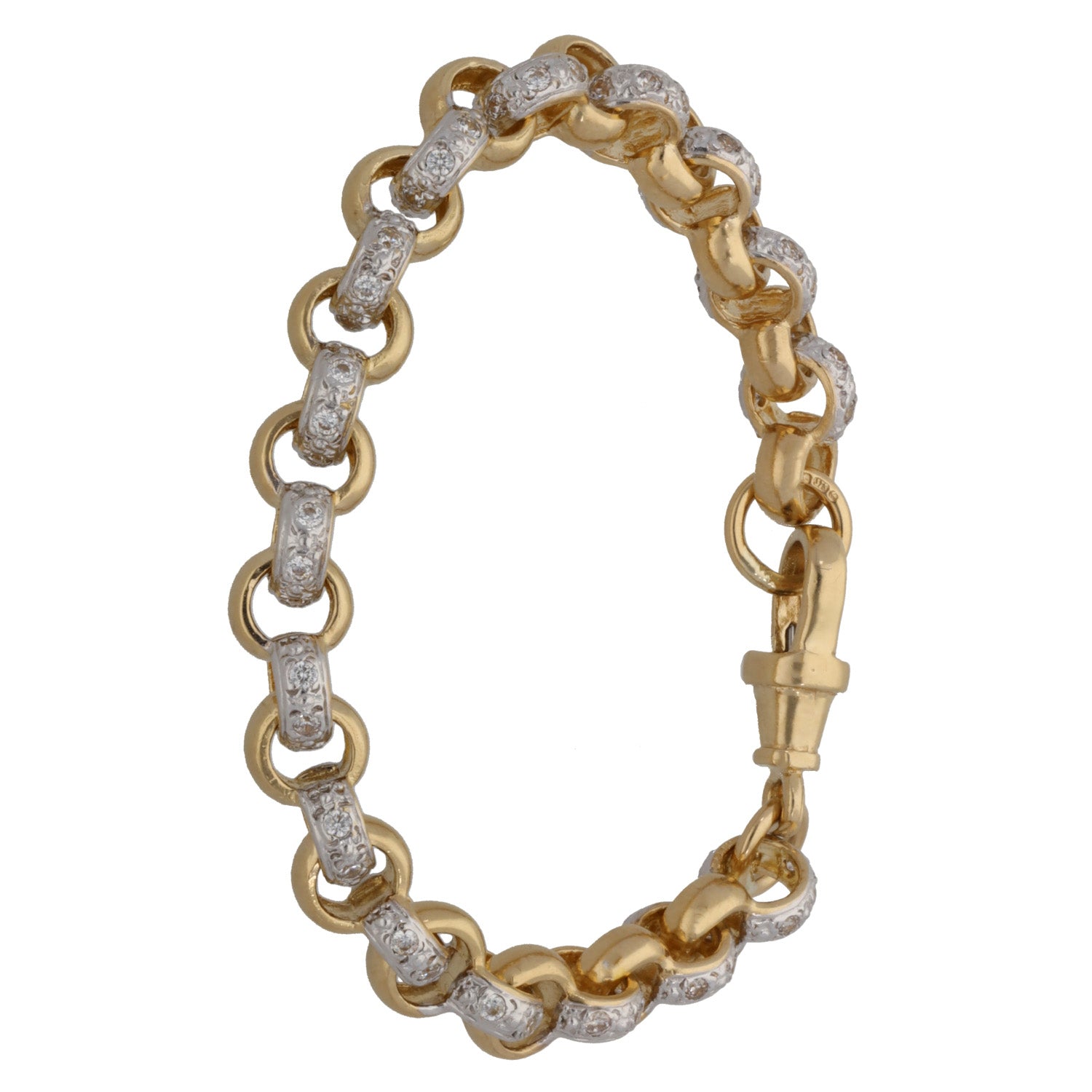 9ct Gold Cubic Zirconia Belcher Bracelet H&T