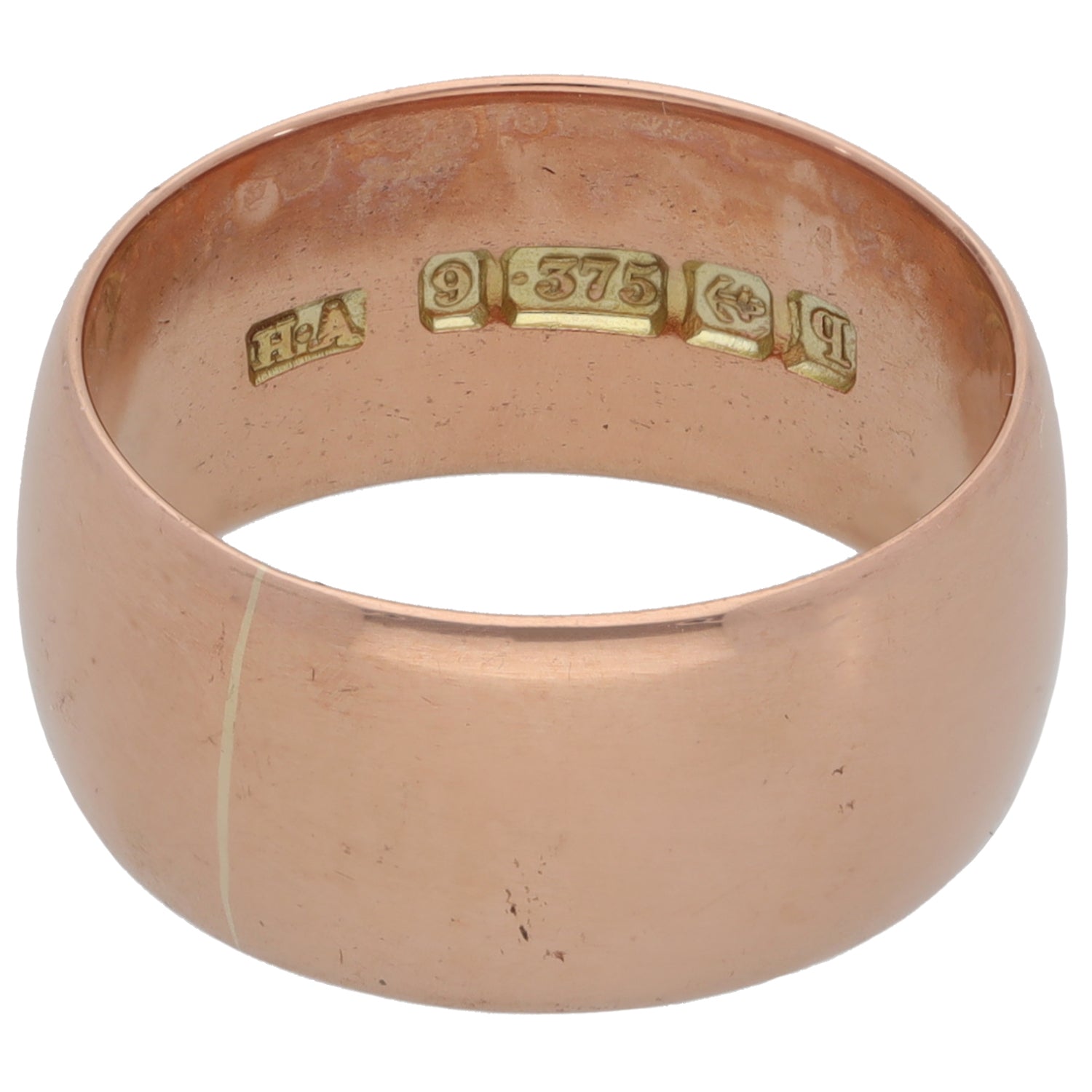 9ct Rose Gold Plain Wedding Ring Size P H&T