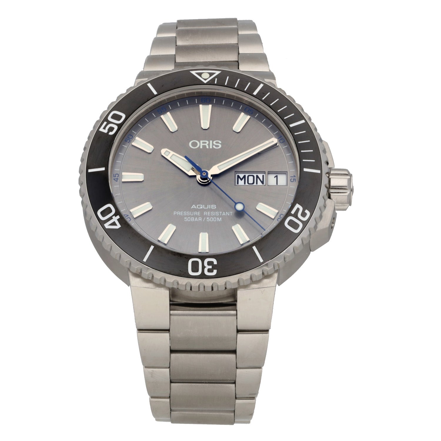 Oris aquis date grey hot sale