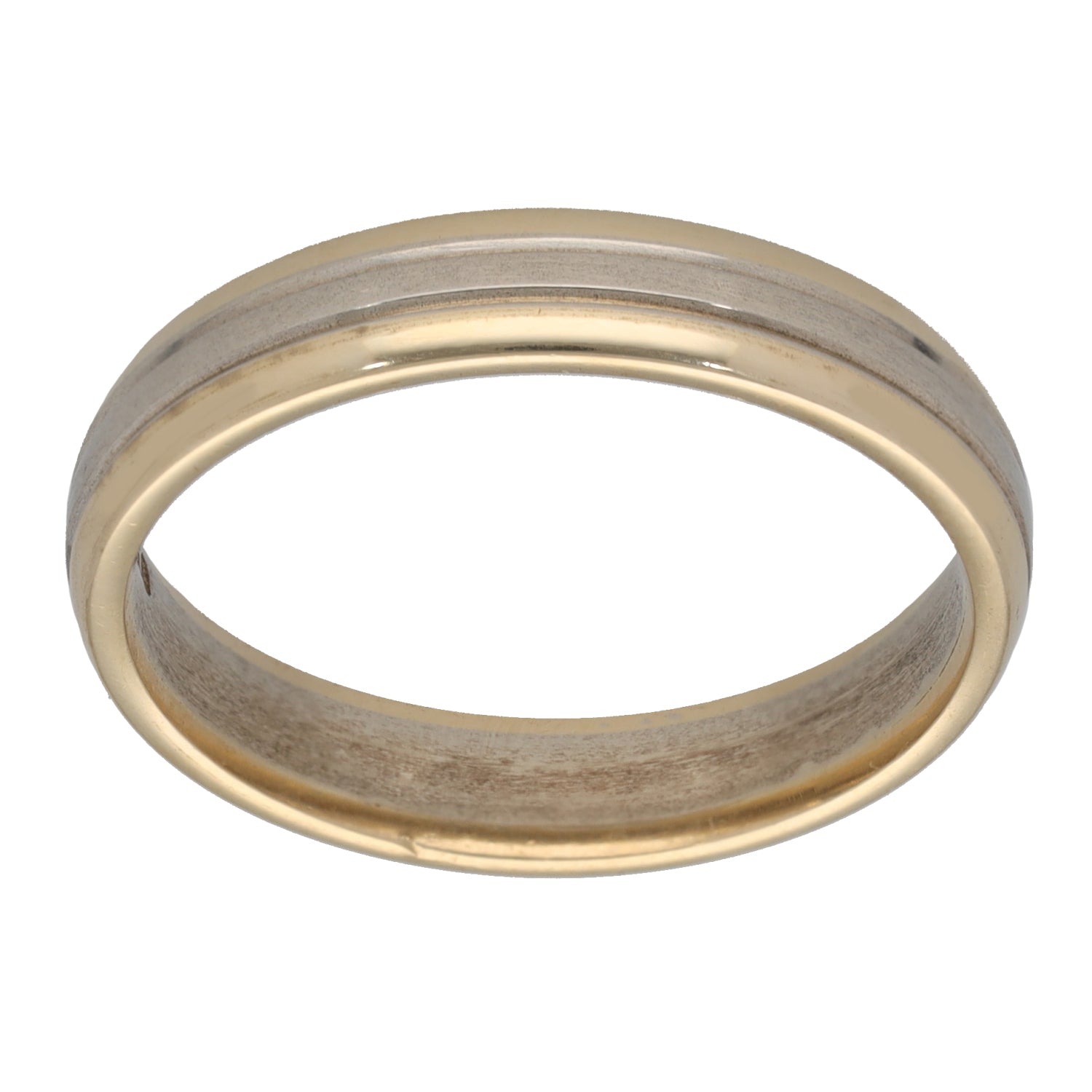 9ct BiColour Gold Patterned Wedding Ring Size P H&T