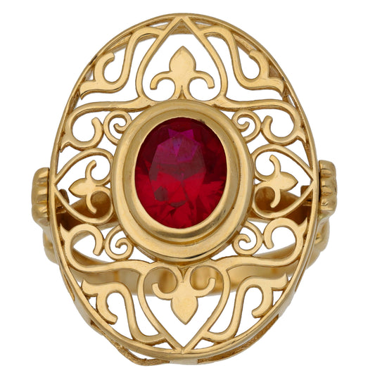 14ct Gold Imitation Gem Dress/Cocktail Ring Size R