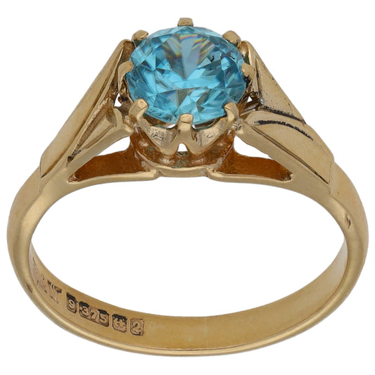 9ct Gold Topaz Single Stone Ring Size L