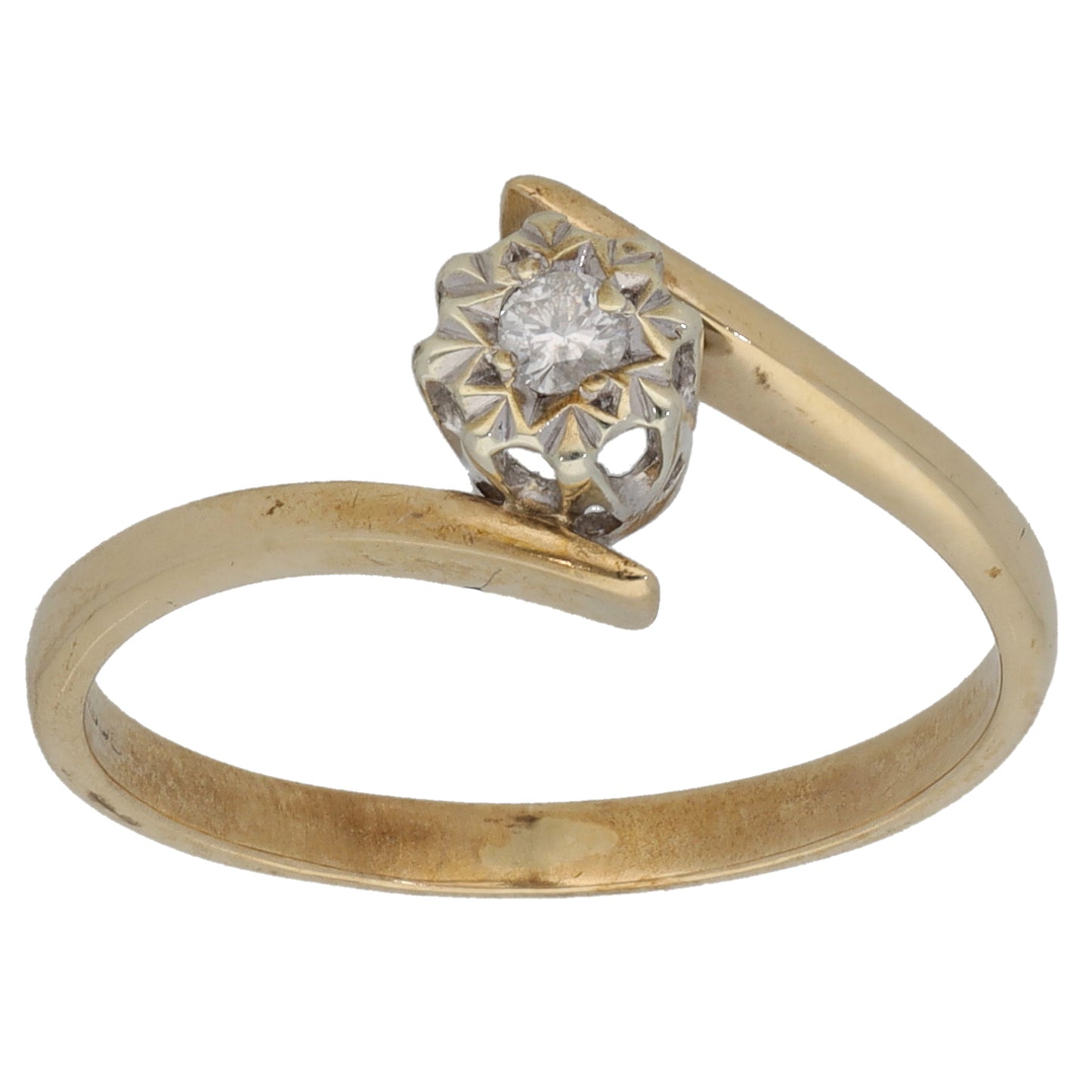 9ct Gold 0.05ct Diamond Solitaire Ring Size M