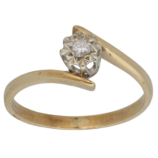 9ct Gold 0.05ct Diamond Solitaire Ring Size M