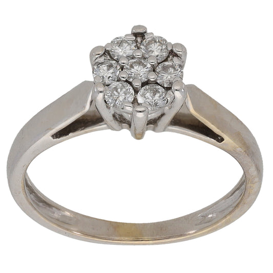18ct White Gold 0.21ct Diamond Cluster Ring Size K
