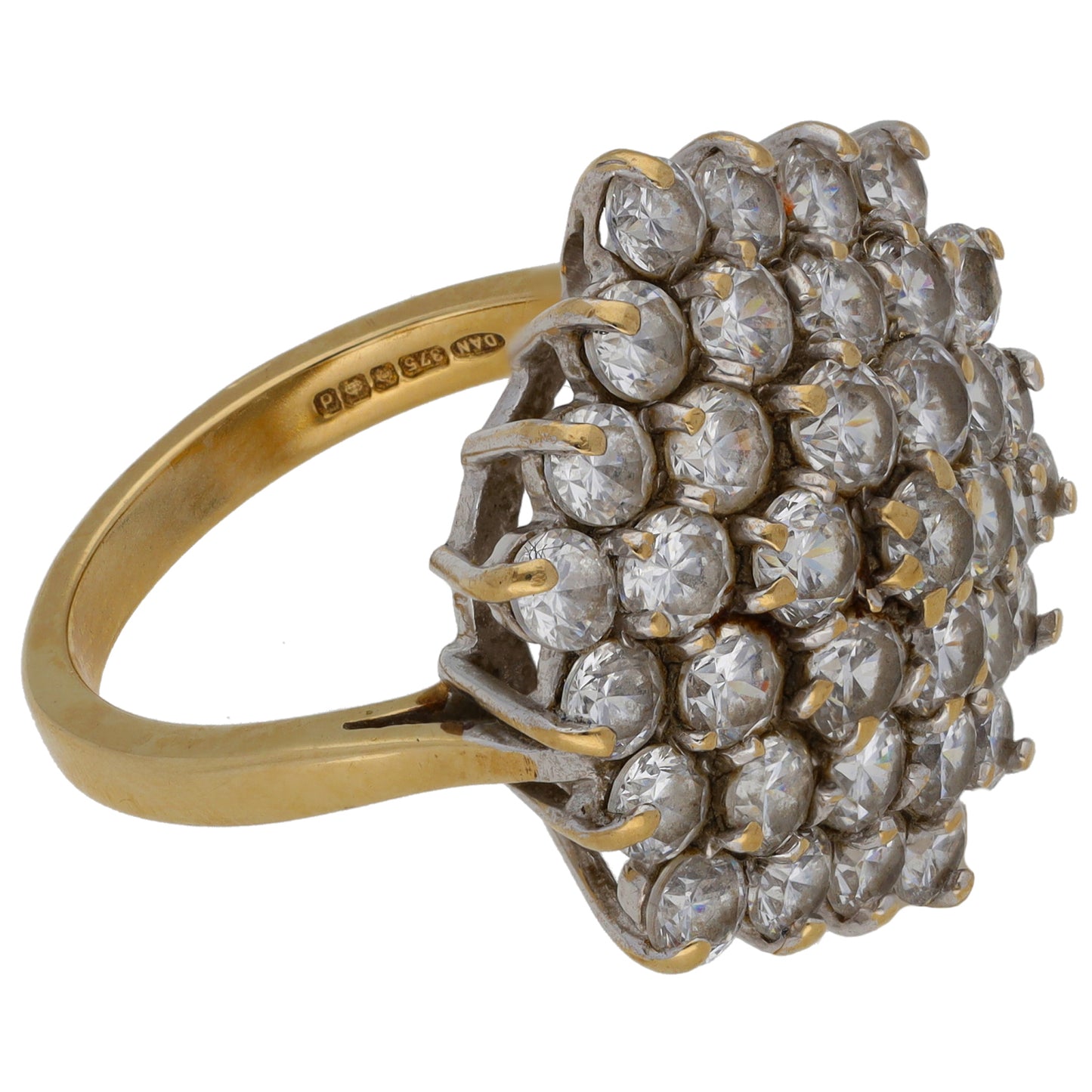 9ct Gold Cubic Zirconia Cluster Ring Size T