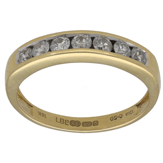 18ct Gold 0.50ct Diamond Half Eternity Ring Size N