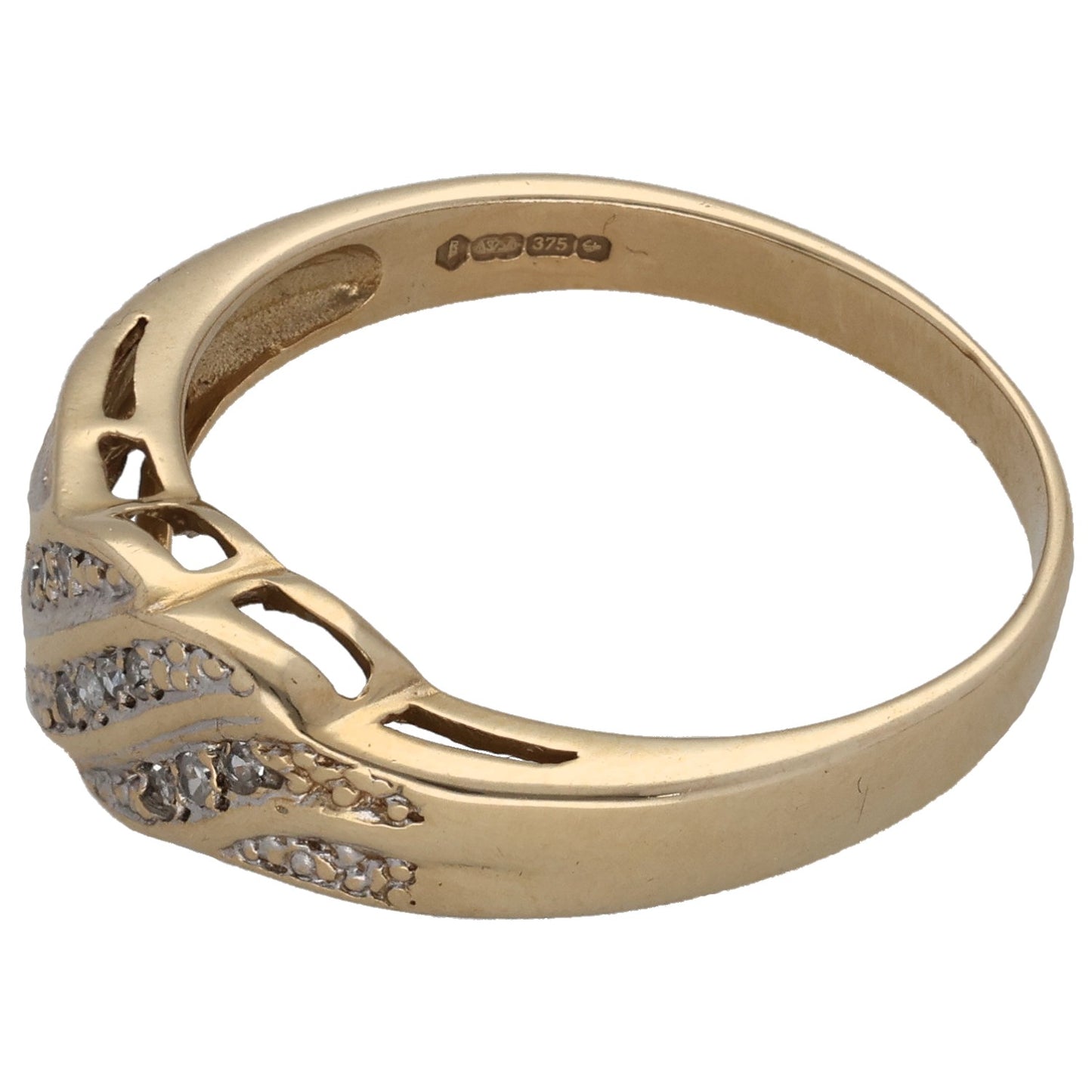 9ct Gold 0.05ct Diamond Dress/Cocktail Ring Size N