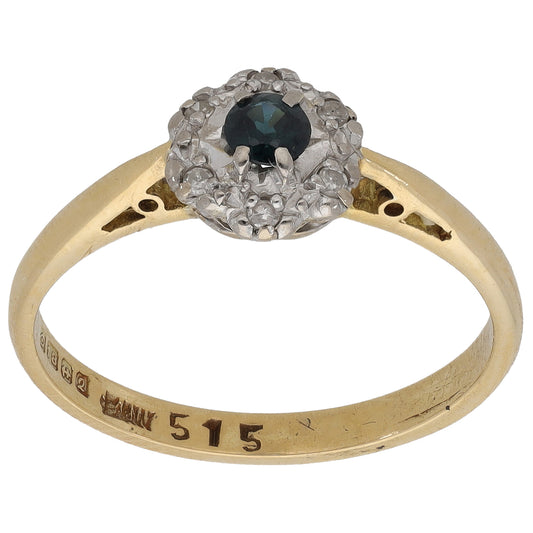 18ct Gold Sapphire & 0.03ct Diamond Dress/Cocktail Ring Size P
