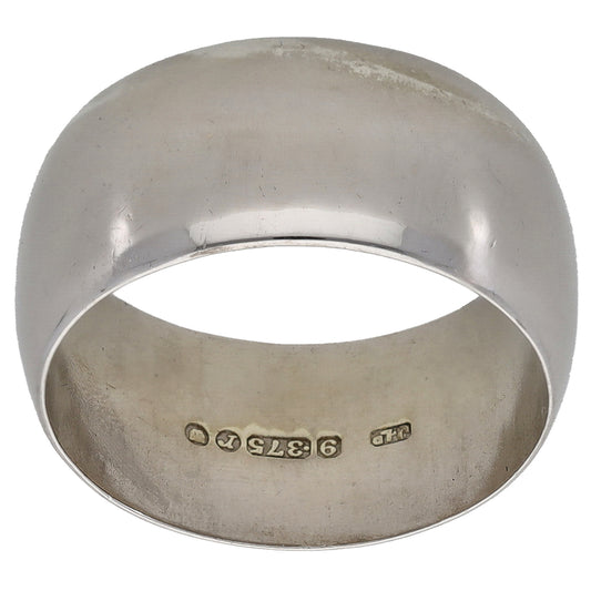 9ct White Gold Plain Wedding Ring Size O